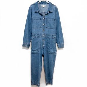 NWT Madewell Petite Denim Relaxed Coverall Jumpsuit in Glenroy Wash - PXL